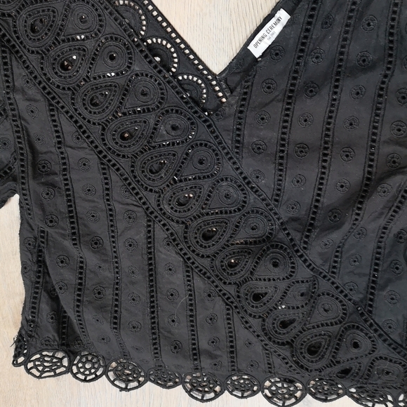 vintage Opening Ceremony BLACK BROIDERIE ANGLAISE scallop edge eyelet lace top - Picture 13 of 13